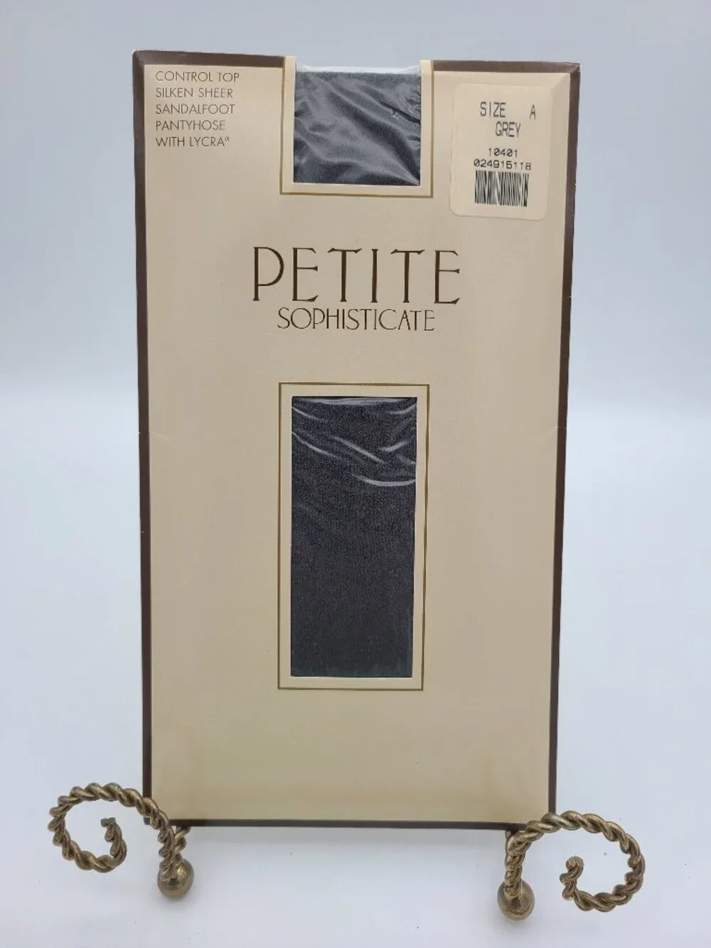 Vintage Petite Sophisticate Silken Sheer Pantyhose Grey Size A NIP Small
